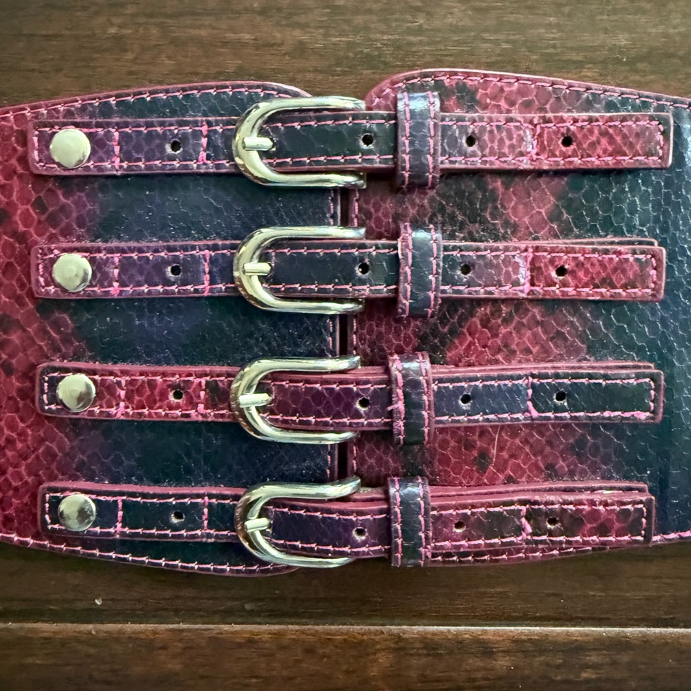 Pink and Black Snake Print Belt